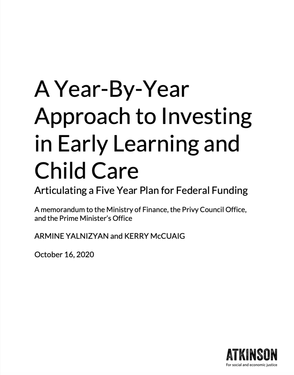 Cover Image: A Year-By-Year Approach to Investing in Early Learning and Child Care
